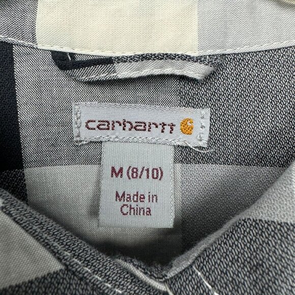 Carhartt Men’s Black Gray Buffalo Plaid Long Sleeve Button-Up Shirt M - Picture 6 of 12